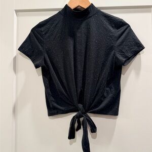 lululemon athletica Black Sparkle Tie-Front Crop Top